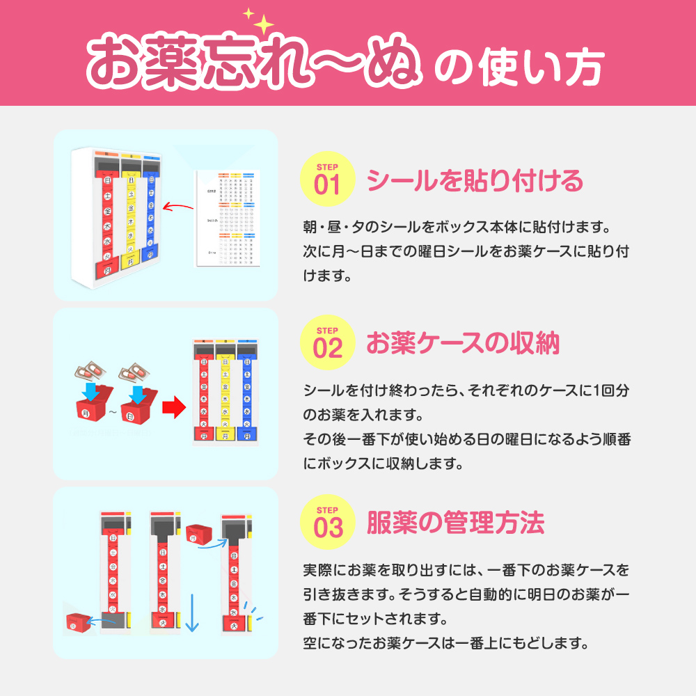 お薬忘れ~ぬ 1人~2人用 朝・昼・夕 1週間 服薬管理ボックス - 画像 (10)